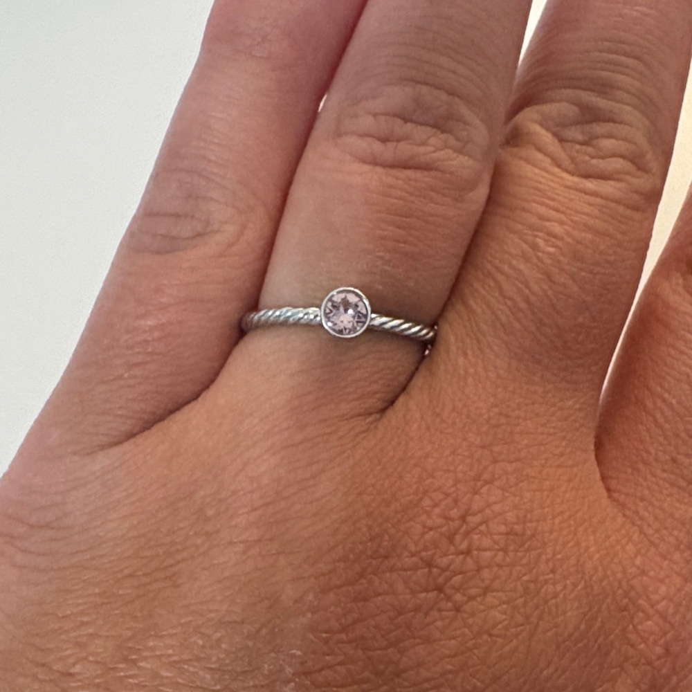 Touchstone Crystal Silver Ring with Pink Gem